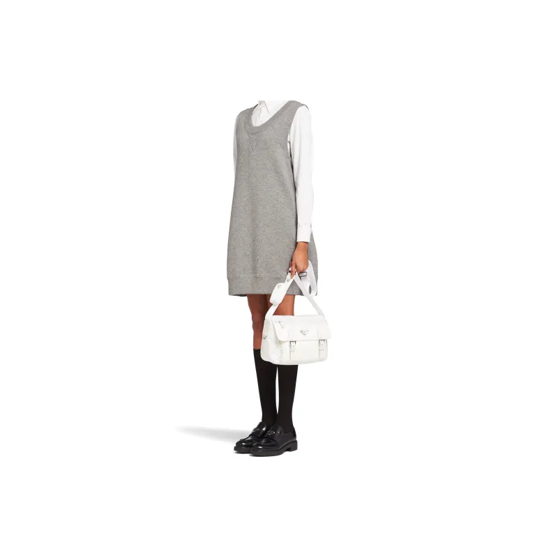 PRADA Re-Edition Recycled Nylon Patchwork 2-in-1 Messenger Bag Shoulder Bag Crossbody Bag Medium Size Unisex White-4