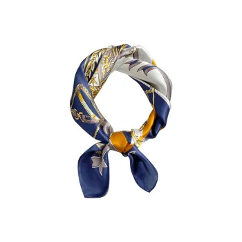 MITHAOL KUSC 100% Mulberry Silk Silk Scarves Women's Elegance Blue