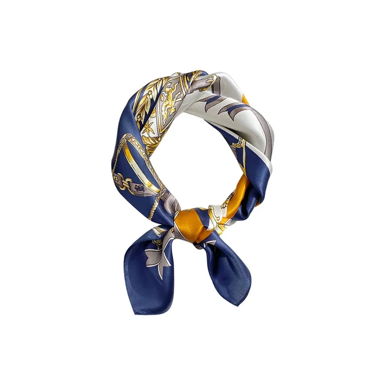 MITHAOL KUSC 100% Mulberry Silk Silk Scarves Women's Elegance Blue-0