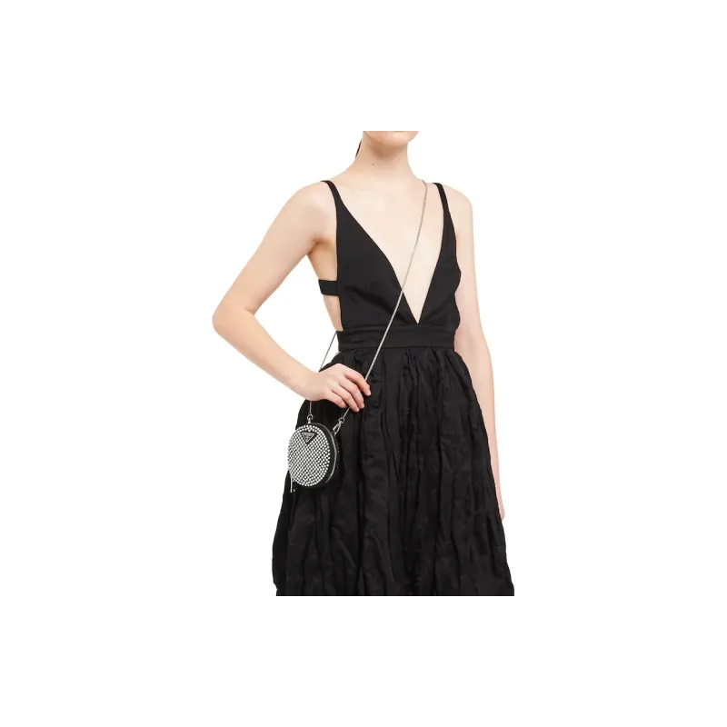 PRADA Crystal Shoulder Bag, Crossbody Bag Women's Black-7