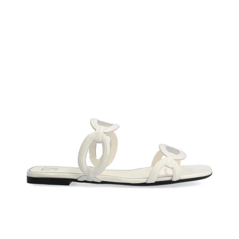 Valentino Square Toe Slip On Slides Ivory Women's-1