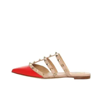 Valentino Rockstud Slip Resistant Closed Toe Slippers Women's Red