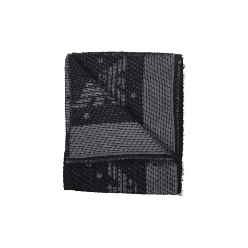 EMPORIO ARMANI Logo Jacquard Frayed Edge Scarf-1
