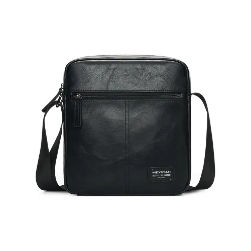 MEXICAN PU Messenger Bag, Shoulder Bag, Crossbody Bag Regular Men's Black