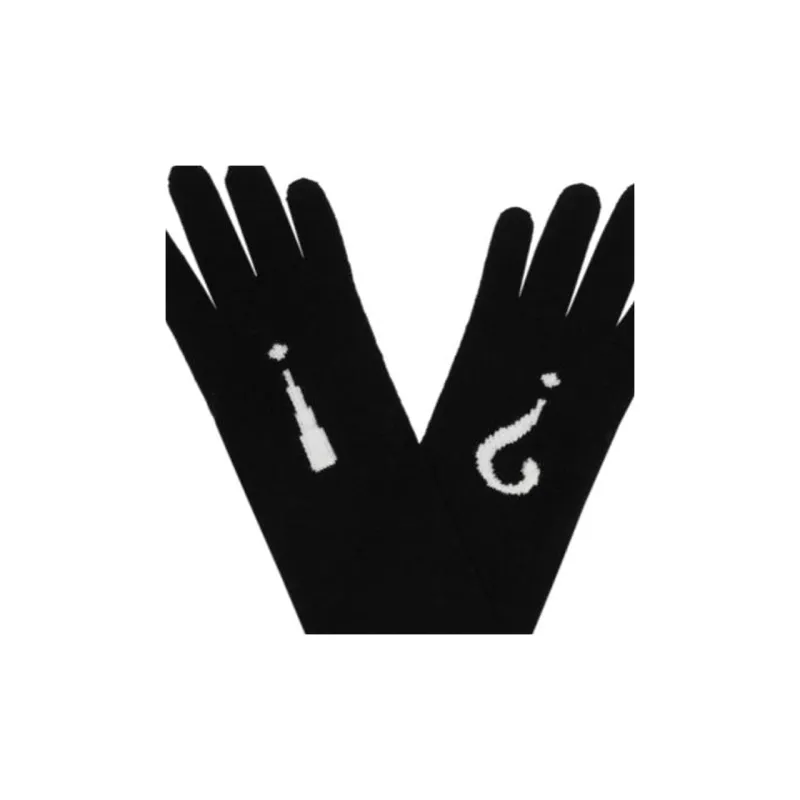 MOSCHINO Exclamation Question Mark Intarsia-Knit Long Gloves-2