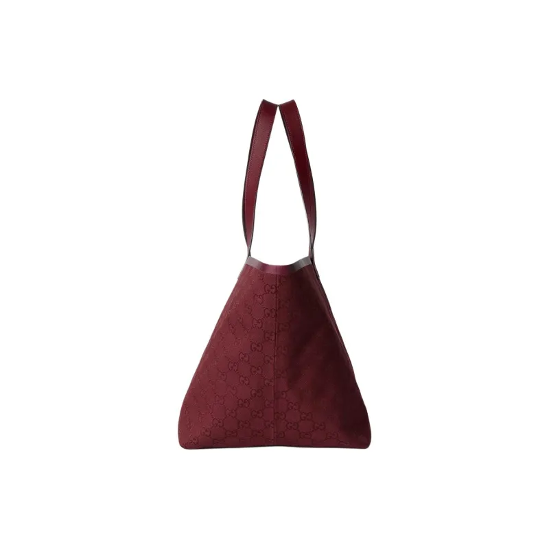 GUCCI Canvas Tote Bag Shopping Bag Handbag Shoulder Bag Medium Size Women's Red-3