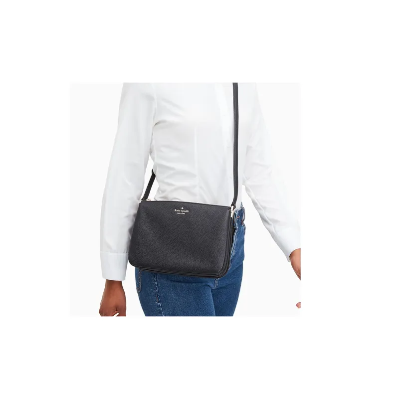 Kate Spade Litchi Grain Leather Shoulder Bag Crossbody Bag Women's Black-3