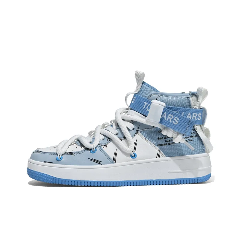 TCELLARS Cushioning Lightweight Height Increasing High Top Skateboard Shoes Unisex Sky Blue Includes Building Blocks-1