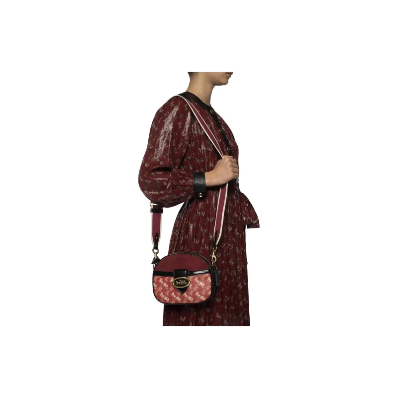 COACH Kat Leather Saddle Bag Shoulder Bag Crossbody Bag Women's Red/multicolored-3