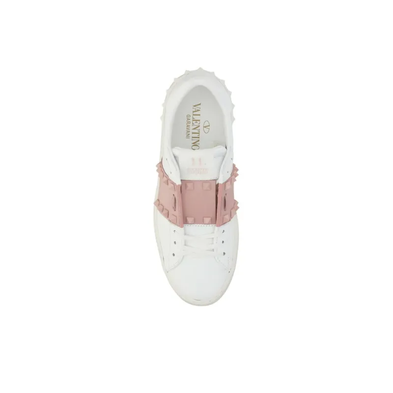 Valentino Rockstud GARAVANI Low Top Stylish Skateboarding Shoes Women's White Pink-3