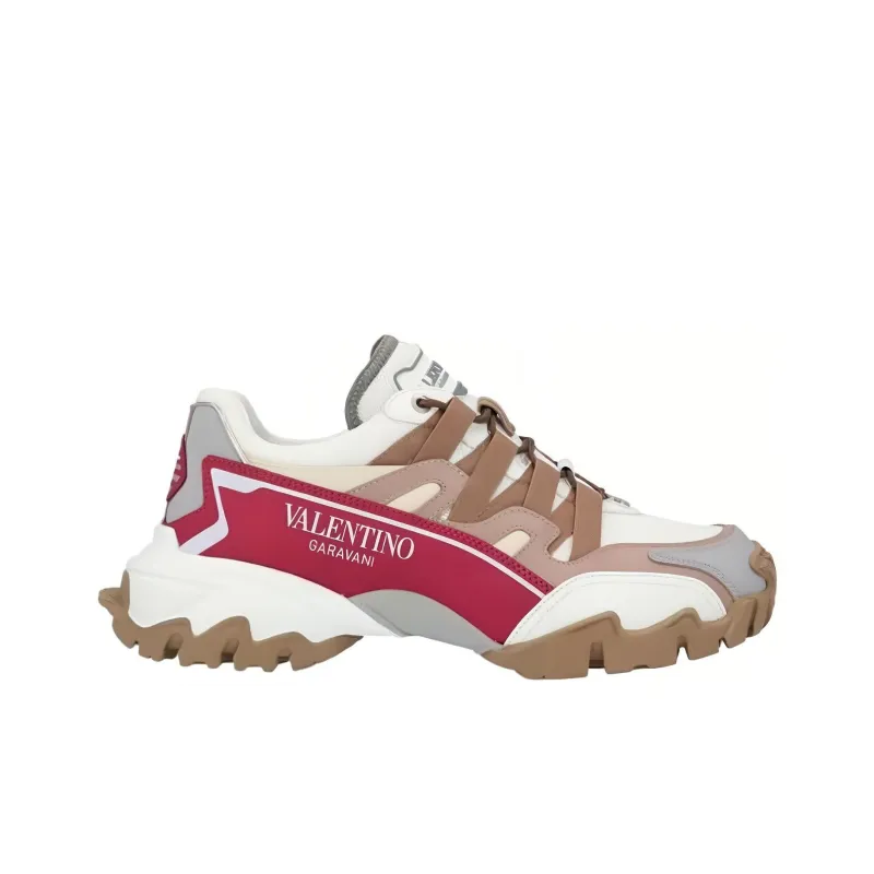 Valentino Low-Top Casual Shoes Women's White Brown Red-1