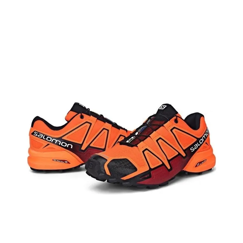 SALOMON Speedcross 4 Anti Slip Wear Resistant Low Top Running Shoes Men's Orange Black-2