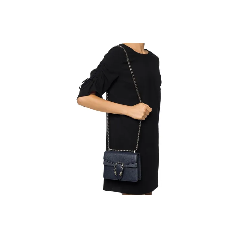 GUCCI Dionysus Leather Chain Bag Shoulder Bag Crossbody Bag Women's Dark Blue-6