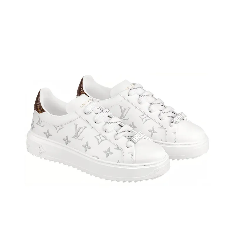 LOUIS VUITTON Time Out Sneakers 'White With Silver Monogram' Women's-3