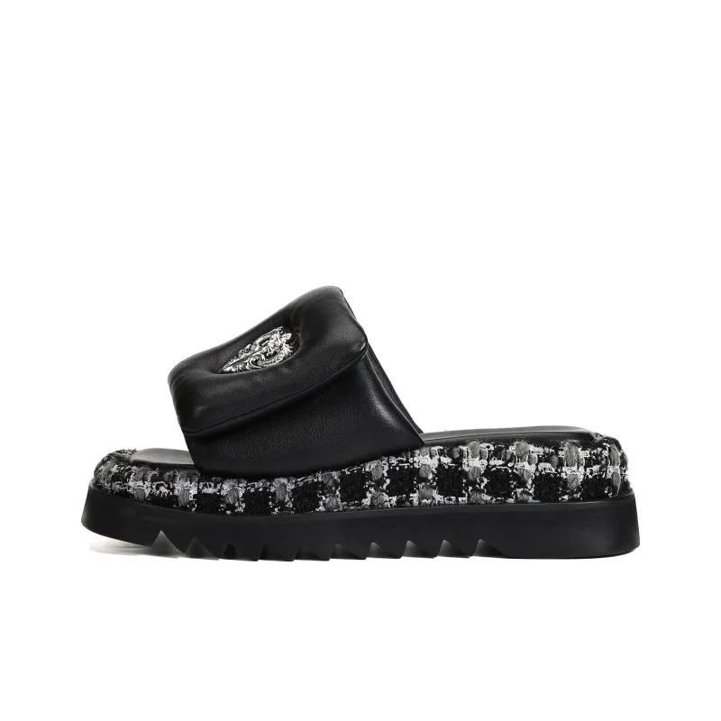 UanDi Slip Resistant Abrasion Resistant Slide Slippers Women's Black-0