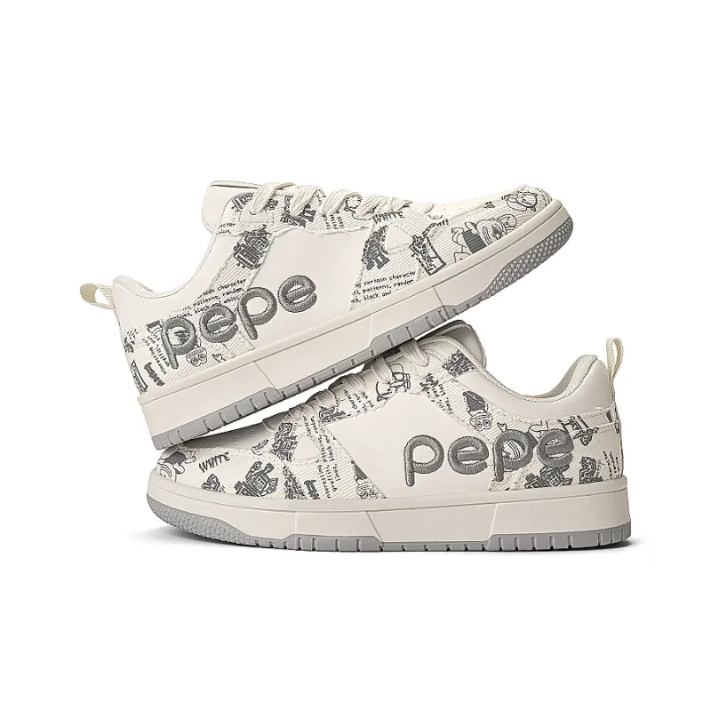 Pepe The Frog Wear Resistant Breathable Slip Resistant Low Top Skateboard Shoes Unisex-8