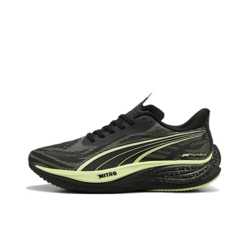 PUMA Velocity Nitro 3 Anti Slip Wear Resistant Low Top Casual Running Shoes Men's Black Yellow-0