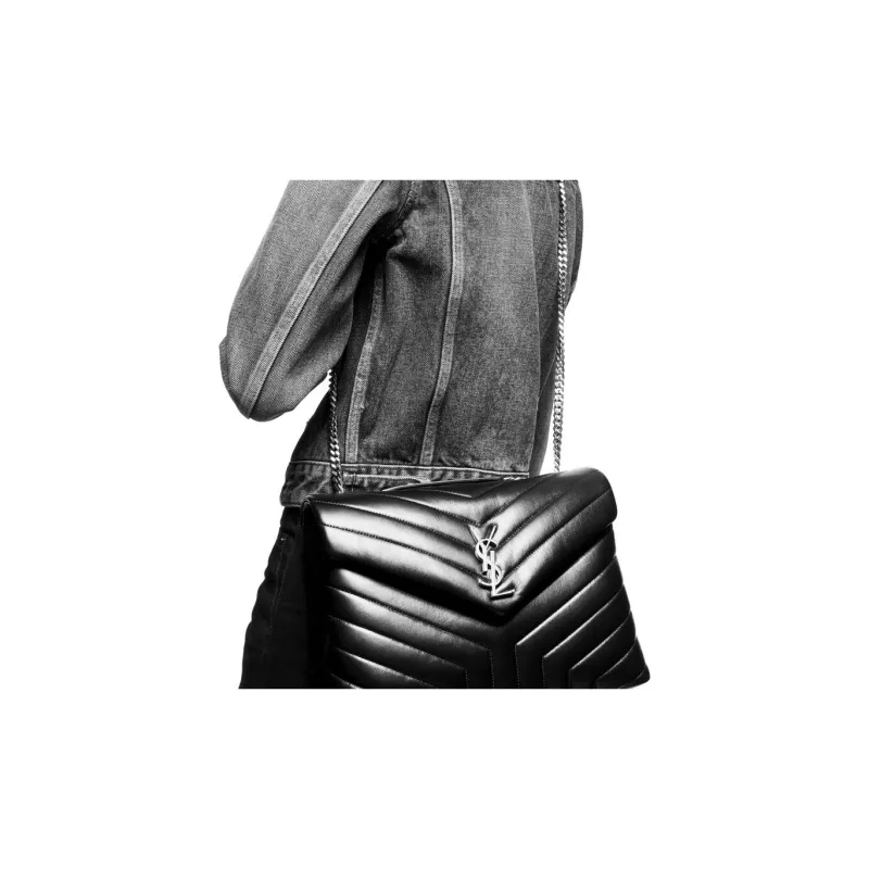 SAINT LAURENT LOULOU Quilting Leather Chain Bag Shoulder Bag Crossbody Bag Handbag Medium Size Women's Brown Red-5