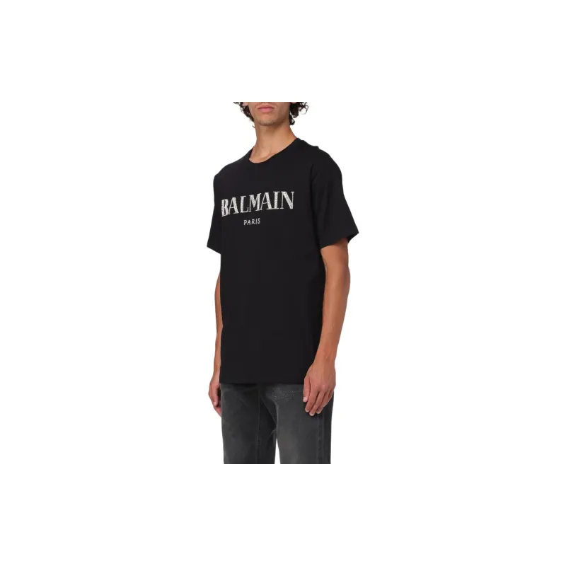 BALMAIN Vintage Logo Embellished Crewneck T Shirt-2