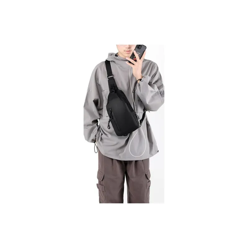 Techson Polyester Sling Bag Regular Unisex Black/Gray-2