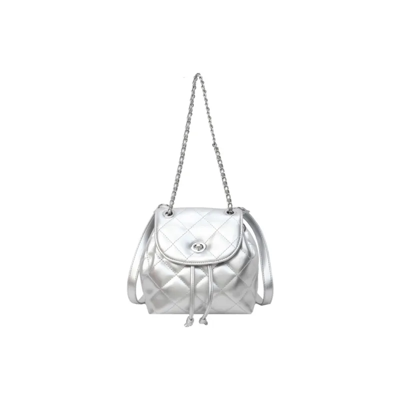 SEVENMOONS PU Backpack Women's Black/White/Silver-7