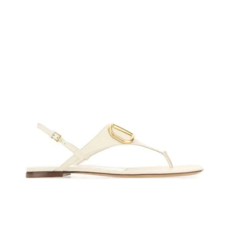 Valentino Garavani VLogo Signature Flat Leather Sandals-1