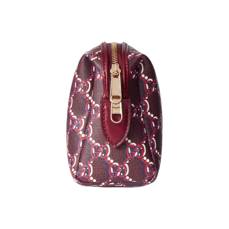 GUCCI Canvas With Leather Trim Clutch Women's Red & Multicolor-2