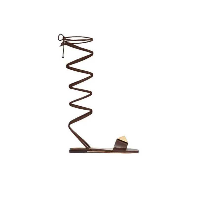 Valentino One Stud One Strap Sandals Women's Dark Brown-1
