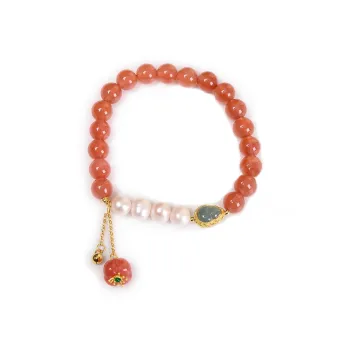 Palace And Amulet Southern Red Agate Beaded Bracelet Forbidden City Cultural Creativity Jewelry Unisex