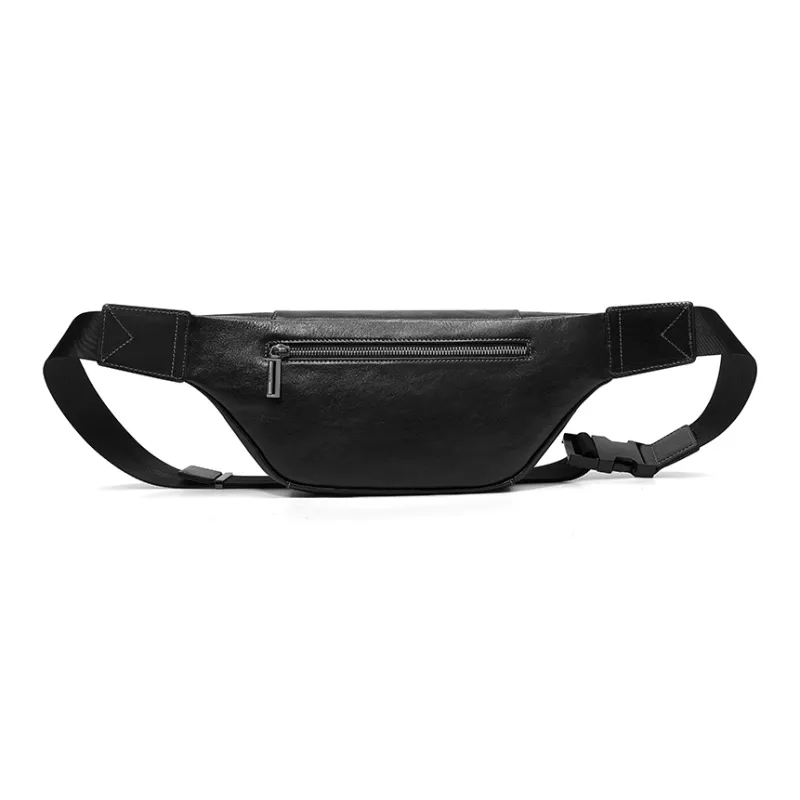 BVP Top Grain Cow Leather Croissant Bag Sling Bag Regular Unisex Black-2