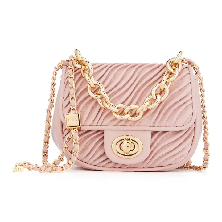 ELLE Synthetic Leather Crossbody Bag Mini Women's White/Pink/Yellow-4