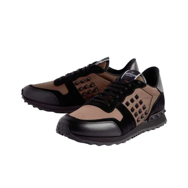 Valentino Slip Resistant Low Top Sports Casual Shoes Men's Brown Black-2
