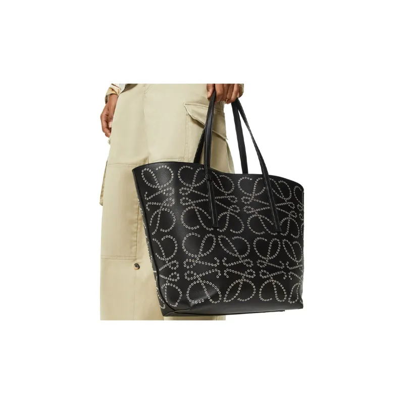 LOEWE Classic Cow Leather Tote Bag Shopping Bag Handbag Men's Black-4