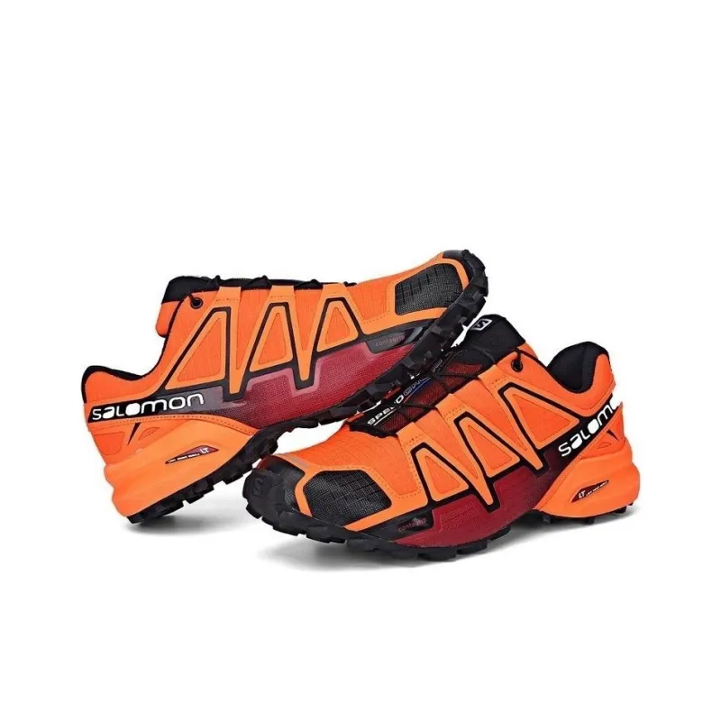 SALOMON Speedcross 4 Anti Slip Wear Resistant Low Top Running Shoes Men's Orange Black-3