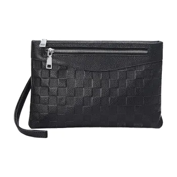 Old Man's Head Cow Leather Clutch Regular Men's Black