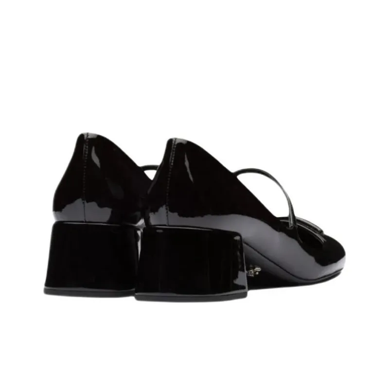 PRADA Patent Logo Mary Jane Shoes 'Black' Women's-3