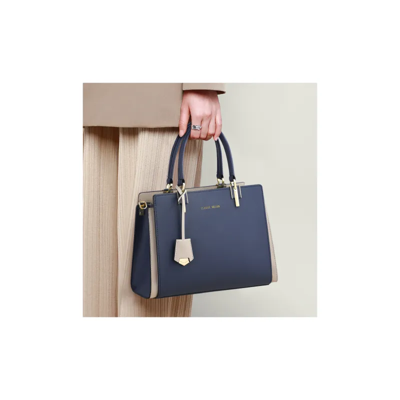 COMELY Cow Leather Patchwork Synthetic Leather Mom Bag Crossbody Bag Shoulder Bag Handbag Regular Women's Blue-5