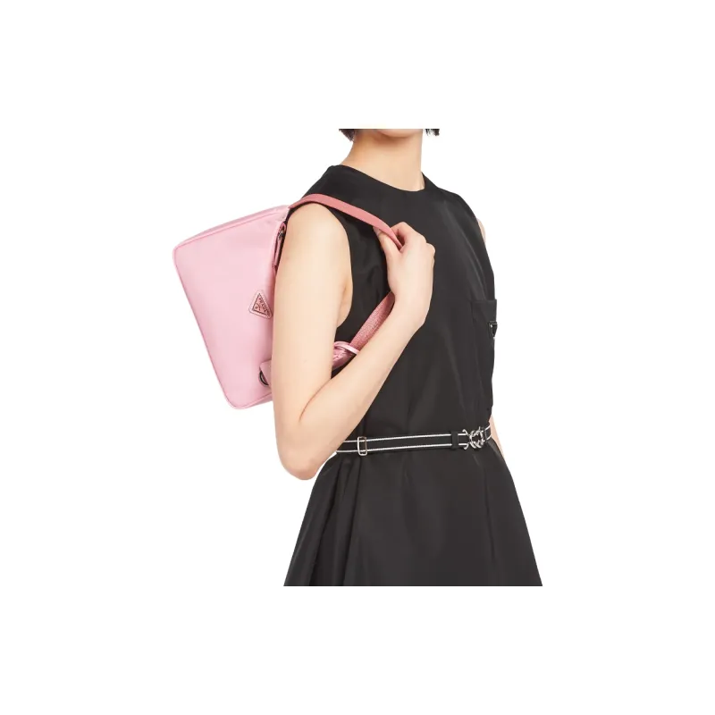 PRADA Nylon Hobo Bag, Shoulder Bag, Handbag Women's Cherry Blossom Pink-4
