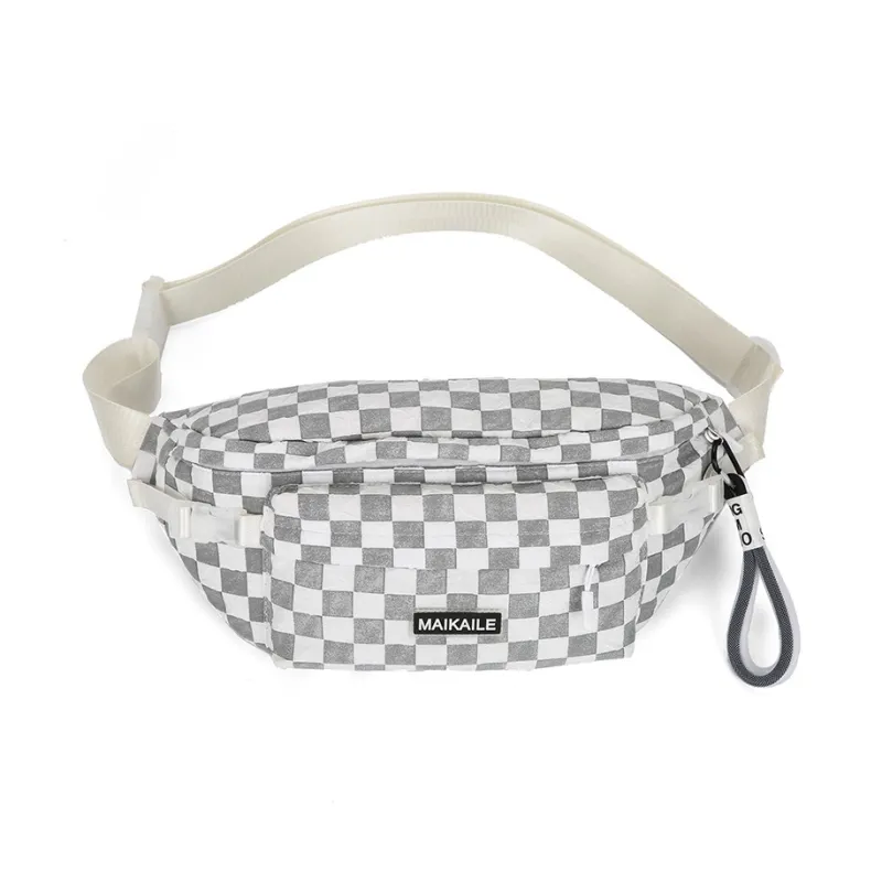 MOK Nylon Sling Bag Shoulder Bag Crossbody Bag Regular Unisex Light Gray/Black/Neon Green/Pink-0