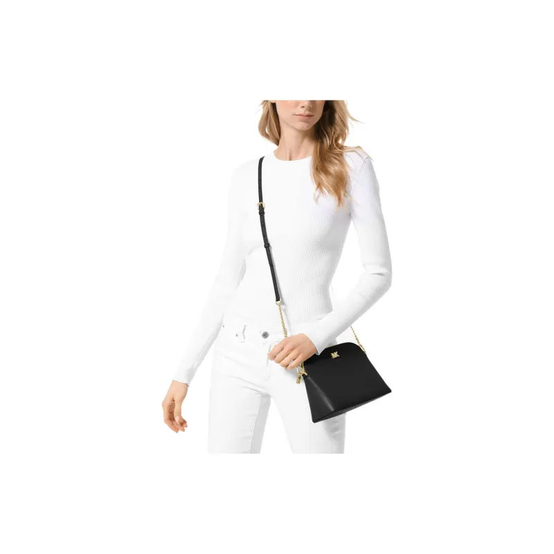 MICHAEL KORS Mott Leather Dome Bag Shoulder Bag Crossbody Bag Large Size Women's Black-4