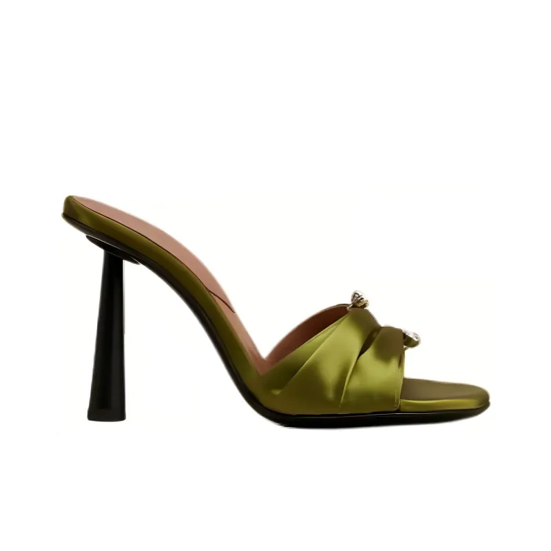 D'ACCORI Slide Slippers 10cm Women's Green-1