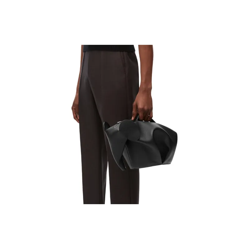 LOEWE Calfskin Crossbody Handbag Large Size Women's Black-4