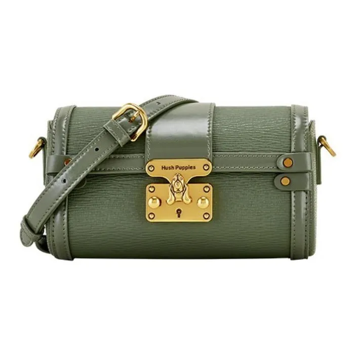 Hush Puppies Cow Leather Shoulder Bag Crossbody Bag Small Square Bag Women's Black/Green/Apricot-5