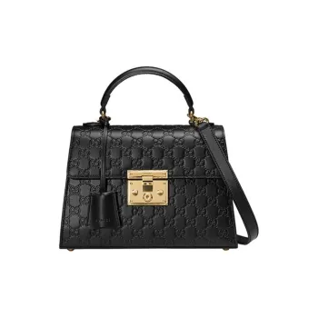 GUCCI Padlock Leather Lock Bag Box Bag Shoulder Bag Crossbody Bag Small Size Women's Black