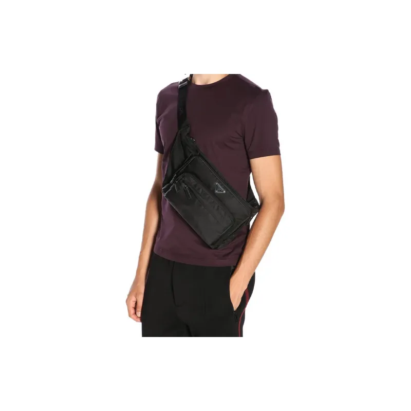 PRADA Fabric Fanny Pack Sling Bag Crossbody Bag Regular Men's Black-6