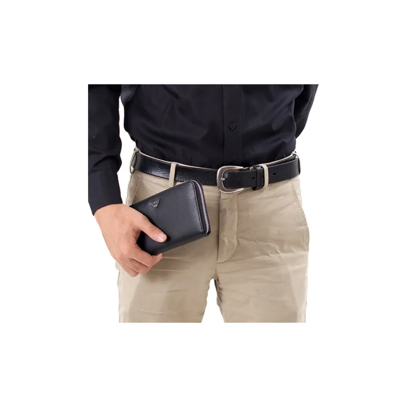 EMPORIO ARMANI Cow Leather Wallet Men's Black-4
