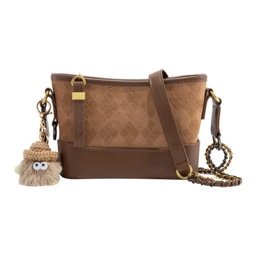 JANE KLAIN Synthetic Leather, Textile Mosaic Shoulder Bag, Crossbody Bag, Shoulder Bag Regular Women's Brown