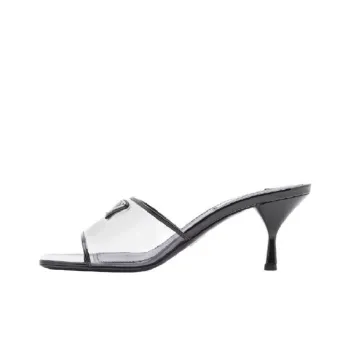 PRADA Plexiglas 65mm Mule Sandals Black Patent Leather Women's