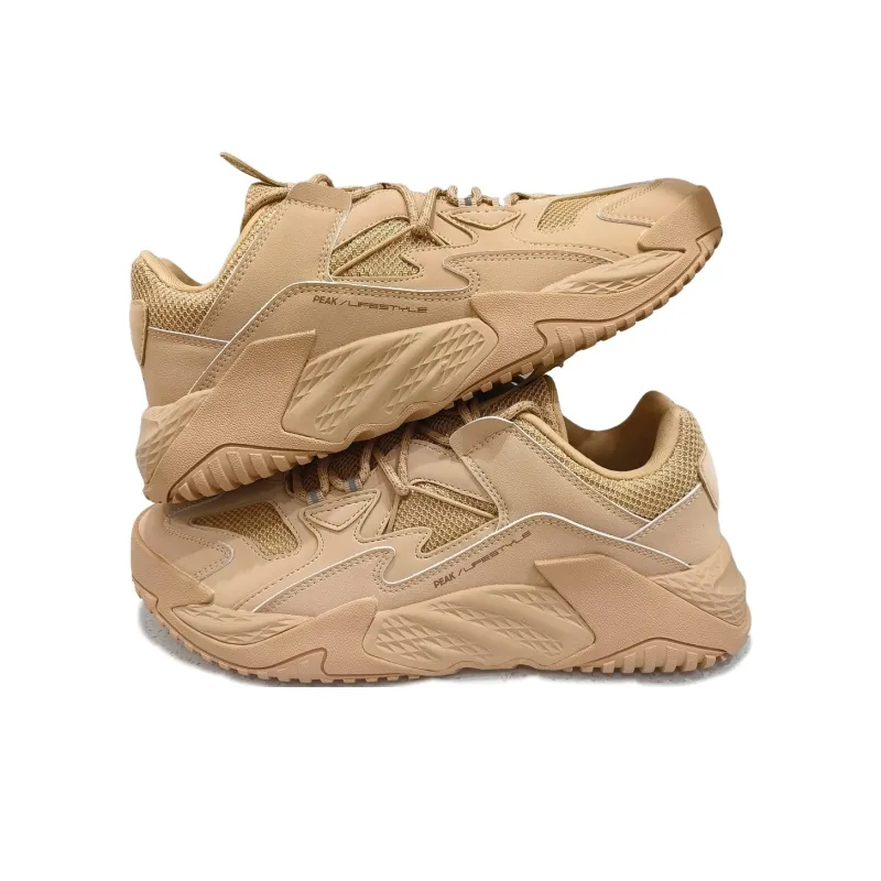 PEAK Magic Bullets Er Pu Anti Slip And Wear Resistant Height Increasing Low Top Casual Shoes Men's Yellow Mud-4