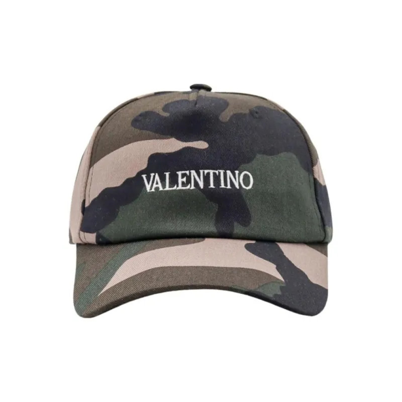 Valentino Camouflage Patterned Logo Engraved Baseball Cap-1